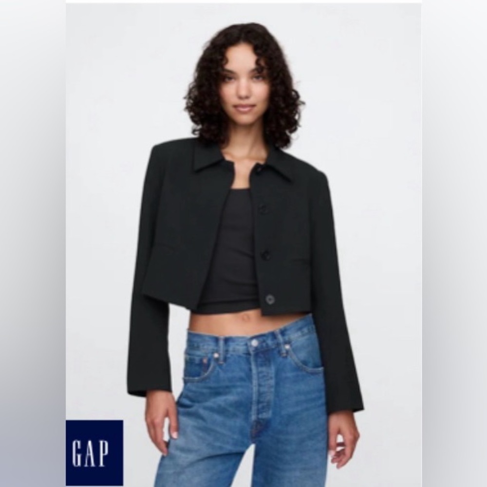 NWOT TALL GAP Cropped Jacket Black M Tall
